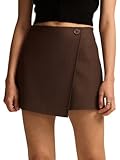 seiveini Rock Damen Elegant Hosenrock Kurzer Rock mit Schlitz Asymmetrischer Skorts Shorts Casual A Braun L