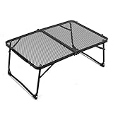 TBATM Garten Beistelltisch, Grilltisch mit Metal Mesh Desktop Faltbar Tragbare Campingtische Stabiler Multifunktionstisch, für Strand Picknick Reisen Angeln Balkon Terrasse,A,60×40cm