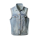 Mymyguoe Classics Herren Weste Denim Vest Ärmellose Jeansweste Männer Cowboy Ärmellos Jacken Klassische Kutte Jeans Weste Biker Casual Freizeitweste Anglerweste Reporterwesten Safari Weste