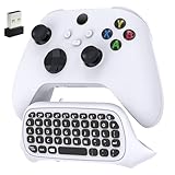 Auarte Tastatur für Xbox Series X/S, One/One X/S, Elite One/2 Controller, kabelloses Bluetooth Game Chatpad Keypad mit USB-Empfänger(Controller nicht inbegriffen),Weiß