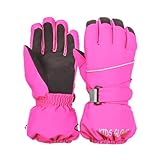 Ski Handschuhe für Kinder - wasserdichte und Winddichte Winterhandschuhe Warm Sporthandschuhe Snowboardhandschuhe für Outdoor-Sport, Fahrradhandschuhe Warme Handschuhe in Winter Rose L