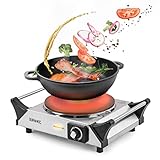Duronic HP1 SS Kochplatte | elektrische Einzelkochplatte | Herdplatte | Kochfeld aus Edelstahl | rostfreier Stahl | stufenlos einstellbare Temperatur | Tragegriffe | 1500 Watt | Camping