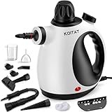 KOITAT, Dampfreiniger, tragbarer Druckdampfreiniger mit 10 Zubehörteilen, Dampfreiniger für Polstermöbel, mit Sicherheitsverriegelung, für Zuhause, Auto, Böden (Black)