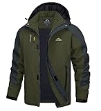 TACVASEN Herren Übergangsjacke Regenjacke Leichte Softshelljacke Wasserdicht Atmungsaktiv Wetterjacke Herbst Angeljacke Trekkingjacke (S, Armeegrün)