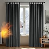 Deconovo Vorhänge mit Schlaufen Verdunklungsvorhänge 2er Set H175 x B140 cm Gardinen Blickdicht Wohnzimmer Curtains mit ösen Verdunkelung Dunkelgrau