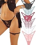 ALL OF ME 6er Pack G String Tanga Damen Spitze Unterhosen Sexy Unterwäsche Dessous Frauen Lace Underwear Women Panties Mehrpack S-XL,A-6,M