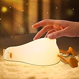 LED Ente Nachtlicht Kinder - 3 Lichtmodi Niedliche Silikon Enten Lampe Nachttischlampe Babyzimmer mit 30-Minuten-Timer und Touch-Steuerung,USB-Aufladung 1200 mAh für Kindzimmer Deko Geschenke