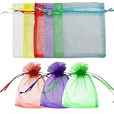 vaolmlop 60 Stück 7 * 9 cm Geschenk Hochzeit Säckchen,Organza Beutel Mit Kordelzug,Organza Säckchen Organzabeutel Schmucksäckchen Geschenktüten Für Hochzeit Oder Fest Party(Sechs Farben)