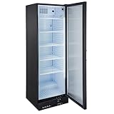 GastroHero Getränkekühlschrank Profi 382 für die Gastronomie, Made in Europe, 4 verstellbare Einlegeböden, 382 Liter Kühlraumvolumen, Kühlschrank mit Glastür, Abschließbar, Gastronomiebedarf, Schwarz