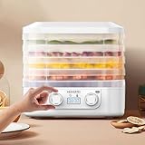 Dörrautomat Gefriertrockner Lebensmitteltrockner für zu Hause Trockner Maschine für Süßigkeiten Snacks mit digital einstellbarem Timer und Temperaturregelung Rindfleisch, Obst, Fleisch und Gemüse (A)