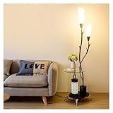 Stehlampe Stehleuchte mit Tisch, Stehleuchten mit Fernbedienung Dimmbare LED-Stehlampe, hohe Lampe für Wohnzimmer im Schlafzimmer Stehleuchte(Schwarz)