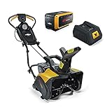 Mowox® EST 4640 Li + Smart Kit – 40V Akku-Schneefräse, Arbeitsbreite 46 cm, Verstellbarer Auswurfkanal mit Wurfweite bis zu 6 m (Lieferung inkl. 40V - 4,0Ah Batterie + 4A Schnellladegerät)