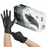 K-MART Einweghandschuhe, Schwarze Nitrilhandschuhe - 100 Stück Handschuhe, Puderfrei & Latexfrei Handschuhe Einweg, Einmalhandschuhe für Küche, Reinigung, und Medizin