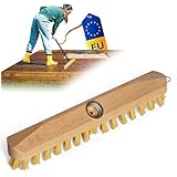 Schrubber aus Holz mit Borsten| Wischer mit Gewinde| Scheuerbürste PPN| Boden-Bürste| Rür Reinigung von Balkon Terrasse Garten Innen- Außenbereich Schrubber ohne Stiel