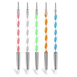 5 Stk Nagel Art Pinsel,Nail Art Dotting Tools,Nagelkunst Skulptur Stift,Silikon Nagel Pinsel,Gel Schnitzen Pinsel,Silikon-Modellierpinsel,Silikon Nageldesign Pinsel,Doppel Köpfe DIY Maniküre Werkzeug
