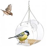 Transparent Fenster Vogelhäuschen Vogelfutterstation für Wildvögel, Finken, Kardinal, Bluebirds, Bird Feeder Vogelfutterhaus Acryl, zum Aufhängen,für Fenster,12,5X 12,5 x 7,5 cm Vogelhäus