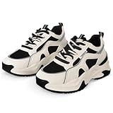 Yardwe Damen Sneaker aus Atmungsaktive Tennisschuhe Langlebige Sportschuhe Vielseitige Fitness und Freizeitschuhe Schwarz Bequeme Turnschuhe für Alltag und Sport