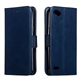 LMFULM® Hülle für LG Q6 / LG M700N (5,5 Zoll) PU Leder Magnet Brieftasche Lederhülle Handytasche Standfunktion Ledertasche Flip Cover für LG Q6 Blau