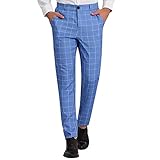 Skinny Fit Stretch-Hose, schmale Passform, formelle Hose, flache Vorderseite, kariert, Anzughose, lässig, Business, Arbeit, Anzug, Hose, bequem, dehnbar, Smart-Hose, gerades Bein, Lounge, kariert