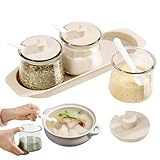 Gewürzbehälter Glas-Set – Komplett-Set Gewürzflaschen mit Deckel | Zuckersalz Aufbewahrung sicher klar luftdicht Kanister zum Kochen Backen