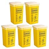 YARNOW 5 Stück Teiliges Kleines Sharps Container Sicherer Abwurfbehälter für Nadeln und Scharfe Gegenstände Kompakt Vielseitig für Friseure Tattoo Beauty anwendungen Robuster Gelber