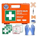 Erste Hilfe Koffer - DIN 13157:2021 nach aktueller Norm - inkl. Wandhalterung, Aufkleber - Erste Hilfe Verbandskasten geprüft