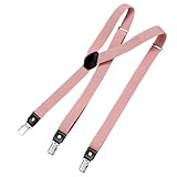 DonDon Hosenträger Herren altrosa schmal 2,5 cm - Extra starke Clips für Anzug - Hosenträger Herren extra stark - Ideal für Männer oder Damen Rockabilly Suspenders