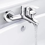 Badewannenarmatur, Mischbatterie Badewanne, Wasserhahn Badewanne, Wannenarmatur Wandmontage, Armatur Badewanne, 1/2 Zoll Brauseabgang, Brausebatterie Wanne für Wanne und Dusche, Chrom