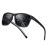 kunchu Polarisierte Sonnenbrille Herren Damen Sportbrille Sonnenbrillen Unisex Klassische Retro Vintage UV400 Schutz Sunglasses Men Rechteckig Schwarz Sonnen brille Männer Für Outdoor Wandern Angeln