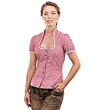 Trachtenbluse Jasmin - Elegante, Karierte und taillierte Bluse - mit schönen Herzknöpfen Jasmin (42, Rot/Weiss)