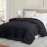 Nestl Steppdecke, gesteppte Daunen-Alternative, Steppdecke, Übergröße, King-Size-Größe, schwarze Ganzjahresdecke, übergroße King-Size-Bettdecke, übergroße King-Size-Bettdecke mit Ecklaschen