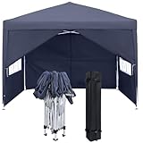 FIVMEN Pavillon 3x3m Faltpavillon mit Seitenteilen und Fenstern und Tragetasche Faltzelt Polyester UV Schutz Faltbar Partyzelt Wasserdicht Windschutz Gartenpavillon Zelt Outdoor, Type B (Anthrazit)