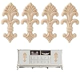 Hezhou 4 Stück Holzapplikation Wandornamente Schnitzerei Dekoration Vintage Holz Geschnitzt Ornamente Möbel Appliques (Rautenform)