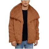 YAOJIWANG Kunstfelljacke für Herren Dicke Kunstfellmantel Flauschige Plüschjacke Einfarbig Pelzmäntel Offene Vorderseite Warme Winterjacke mit Revers Dick Strickjacke Outdoor Herrenmantel mit Taschen