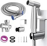 Bidet Handbrause Set, Hand Edelstahl Gehalten Bidet Toilette mit 1,5m Schlauch, Halterung und G1/2' Venti, Verstellbare Spritzpistole Bidetbrause, Handbrause Toilette für Toiletten, Garten, Balkon