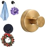 Generisch Hooks for Wreaths Saugnapf Haken, Klebehaken Türhaken Garderobenhaken Removable Towel Hooks, Weihnachtsdeko Outdoor für Badezimmer Küche Schlafzimmer Weihnachtsgirlande (1PCS Gold)
