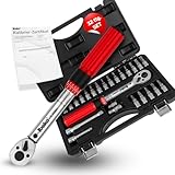 BELKO Drehmomentschlüssel 1/4 Zoll, 5-30 Nm,Umschaltknarre,Ratschenkasten, Fahrrad & Motorrad, inkl. 3/8' Adapter, Innensechskant, Torx, Kreuzschlitz Bits, Verlängerung uvm., 22 tlg. SET