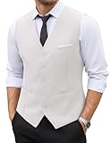 COOFANDY Herren-Anzugweste, schmale Passform, Business-Weste, formelle Weste, Freizeitkleidung, Weiss/opulenter Garten, XXX-Large