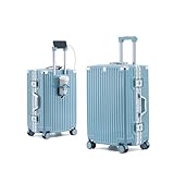 Yobohui Große Koffer mit Rädern Handgepäck Hartschale mit USB-Ladegerät Getränkehalter TSA-Passwortschloss(G,22in)
