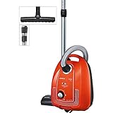 Siemens Staubsauger mit Beutel iQ300 VSP3AAAA, Bodenstaubsauger, Hygiene-Filter, Bodendüse für Parkett, Teppich, Fliesen, langes Kabel, Fugendüse, 750 W, rot