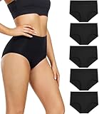 wirarpa Damen Unterhosen Baumwolle Slips Damen Hoher Taille Atmungsaktive Taillenslip Wochenbett Unterwäsche Mehrpack Größen 32-58, Schwarz-5er Pack, XX-Large (50/52/54)