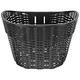 TOBBOMEY Fahrradkorb aus Schwarzem Kunststoff mit Aluminiumrahmen Stabiler Lenkerkorb für Frontmontage Großer Einkaufskorb für Gemüse und Schultaschen