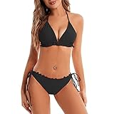 Durio Bikini Damen Push up Sexy 4tlg Bikini Damen Set mit Triangel Bikinihose Breit von Körpchen Verstellbar 38-40(Herstellergröße M)