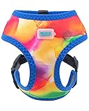 ISPET Weiches Hundegeschirr, atmungsaktives Netz, Welpengeschirr, kein Ersticken über dem Kopf und verstellbarer Brustgurt (L (Brustumfang: 46 cm - 66 cm, Halsumfang: 38 cm), Wasserfarben)