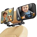 Qloztyse Baby Autospiegel für Baby Rear Facing - Säugling Rücksitz Spiegel mit Halter und Haken für feste Kopfstütze Sicherheit Large Wide Adjustable Auto Rearview, 2 in 1