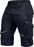 Leibwächter – Arbeitsshorts Herren Flex Line Marine-schwarz – Größe 58 – Robuste Cargo Hose mit Taschen – Handwerker Shorts – Berufsbekleidung – Multifunktionshose mit Reflektoren