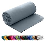 wometo Polar Fleecedecke oekoTex 130x160 ca. 400g mit Anti-Pilling und Kettelrand grau