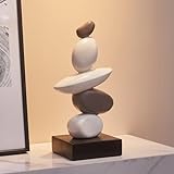 Sandstein Skulptur Deko für Wohnzimmer, Moderne Harz Stein Skulpturen für Couchtisch Dekorationen, Weiß und Grau Statue für Regal Bücherregal Deko, Geschenke für viel Glück, Gesundheit, Stärke