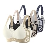 Klassische BHS für Damen, 3er Pack BH Damen Ohne Bügel Push Up Klassische BHS Set Komfort Nahtloser Sport BH Große Brüste Starker Halt Bustier Schlaf Gepolstert Unterwäsche, Schwarz, 3XL