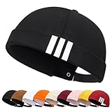 Enwokran Brimless Docker Cap Baumwolle Verstellbar Beanie UV-Schutz Seemannsmütze Hafenmütze Street Casual Matrosenmütze Schädeldecke Mütze (Schwarz)